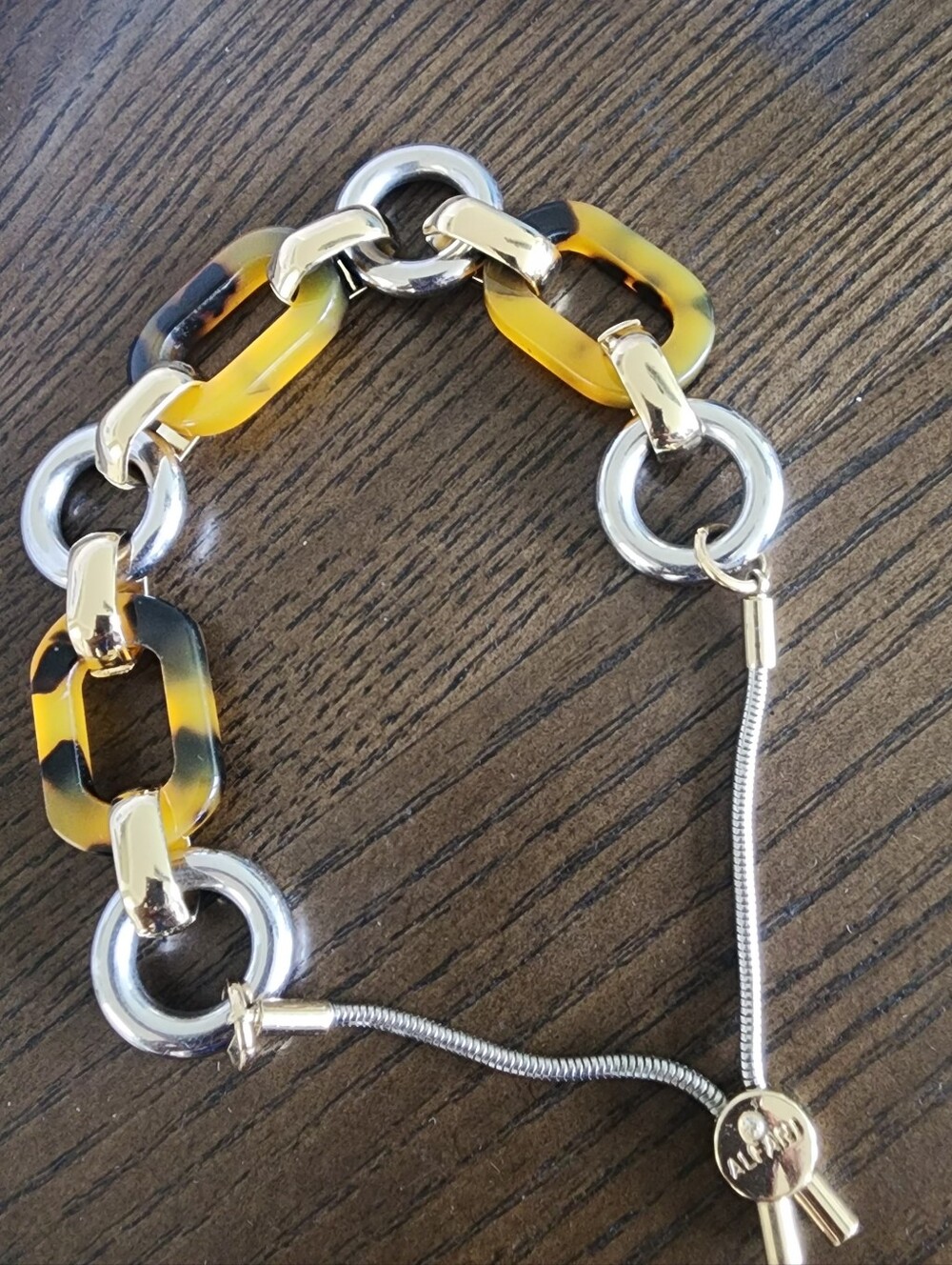 Alfani Tortoise Yellow Resin & Gold Link Bracelet
